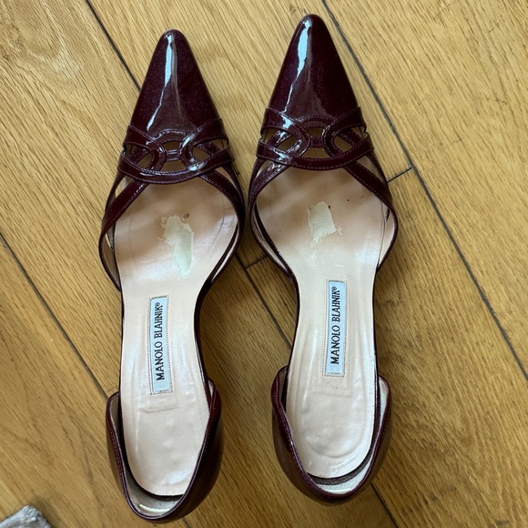 Manolo Blahnik vintage cherry red pointed toe kitten heels - Picture 5 of 5